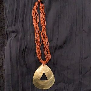 Abalone shell choker with brown beads!